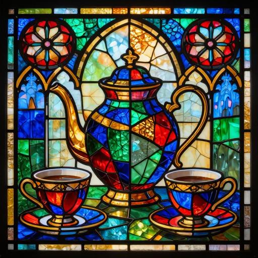 Stained Glass Mosaic Tea Still Life
