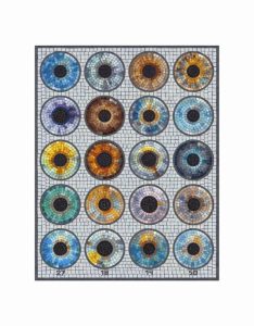 Mosaic Art: Colorful Human Irises Grid
