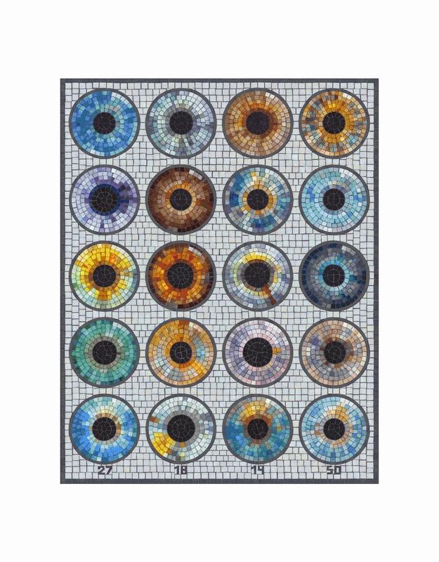 Mosaic Art: Colorful Human Irises Grid