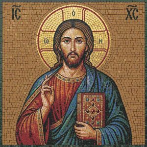 Classical Mosaic Portrait of Jesus Christ – 60×60 cm
