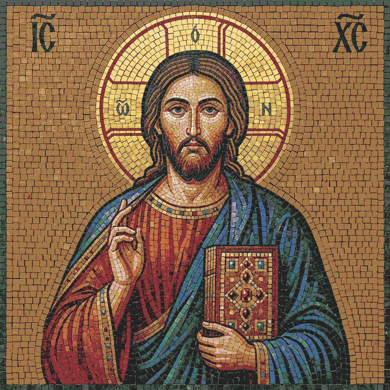 Classical Mosaic Portrait of Jesus Christ - 60x60 cm