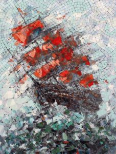 Red Blossoms Mosaic Art – Nature’s Elegance