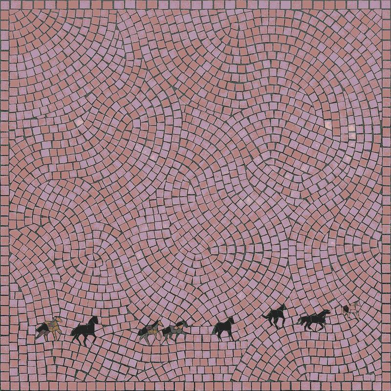 Pink Swirls and Dogs Mosaic Art