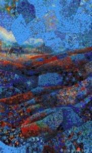 Abstract Blue and Orange Mosaic Art