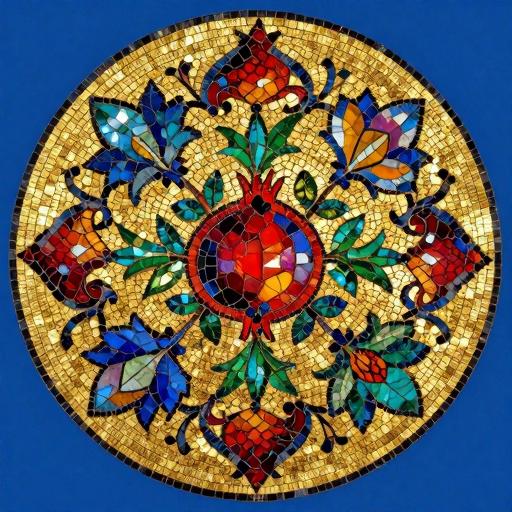 Byzantine Pomegranate Mosaic Tabletop Art