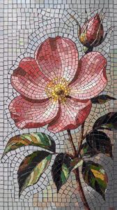 Elegant Pink Rose Mosaic Art