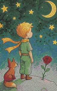 The Little Prince Mosaic Art – Starry Night & Red Rose