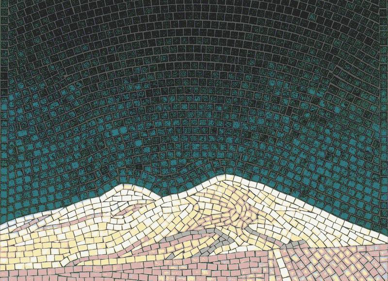 Minimalist Mosaic Landscape - Night Mountains