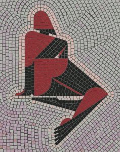 Abstract Red and Grey Figure Mosaic Art