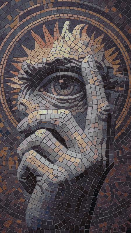 Contemplative Gaze Mosaic Art