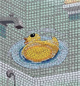 Yellow Rubber Duck Mosaic Art – Playful Bathroom Decor
