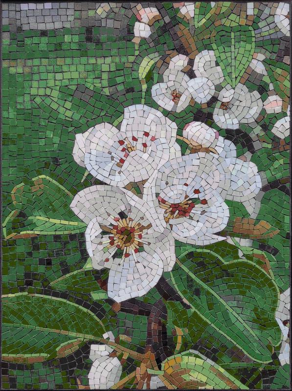 White Spring Blossoms Mosaic Art