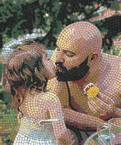 Romantic Couple Mosaic Art – Intimate Moment