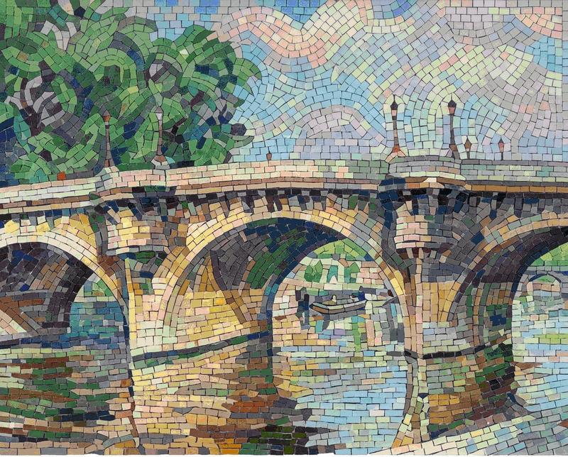 Classical Stone Bridge Mosaic Art
