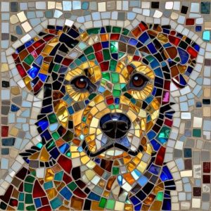 Colorful Mosaic Dog Portrait – Opus Incertum Art