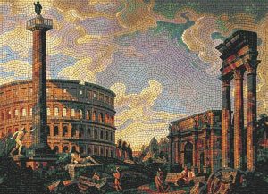 Ancient Rome Mosaic Art – Colosseum and Ruins