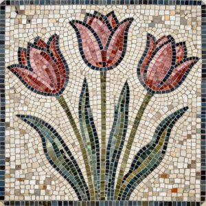 Pink Tulips Opus Tessellatum Mosaic Art