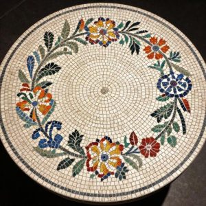 Spring Floral Wreath Mosaic Table Top