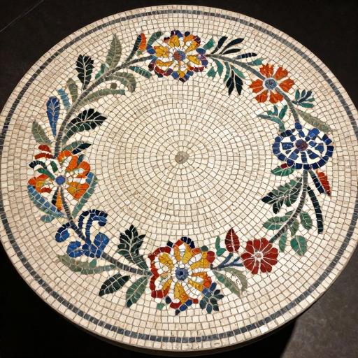 Spring Floral Wreath Mosaic Table Top