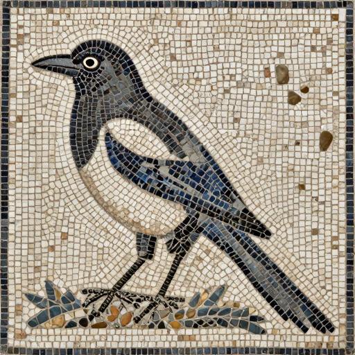 Custom Magpie Bird Mosaic Art - Opus Tessellatum
