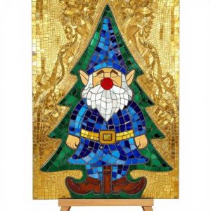 Byzantine Mosaic Gnome Christmas Tree Art