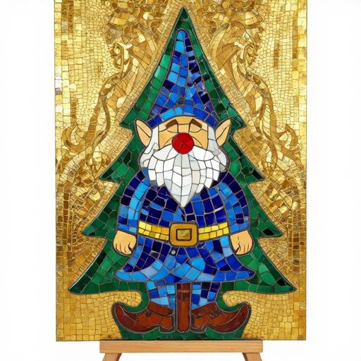 Byzantine Mosaic Gnome Christmas Tree Art