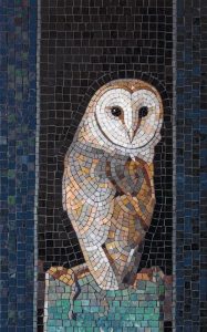 Barn Owl Mosaic Art – Elegant Bird Portrait