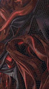 Abstract Fluidity Mosaic Art – Deep Red & Charcoal