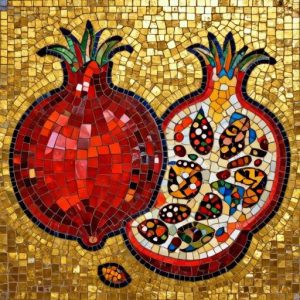 Byzantine Mosaic Pomegranates – Luxury Wall Art