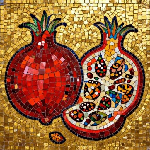 Byzantine Mosaic Pomegranates - Luxury Wall Art