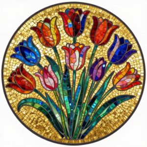 Byzantine Style Tulip Mosaic Tabletop