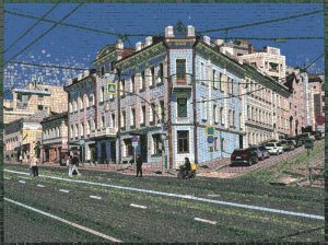 Urban Cityscape Mosaic Art – Classical Architecture