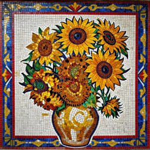 Soviet Style Sunflower Bouquet Mosaic Art