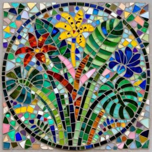 Tropical Paradise Circular Smalt Mosaic Art