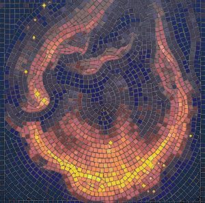 Abstract Cosmic Fire Mosaic Art