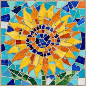 Vibrant Sunflower Trencadís Mosaic Art