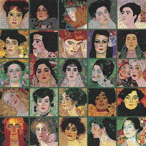 Mosaic Portrait Grid of Women – Classical AI Art