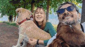 Happy Couple and Dog Mosaic Portrait