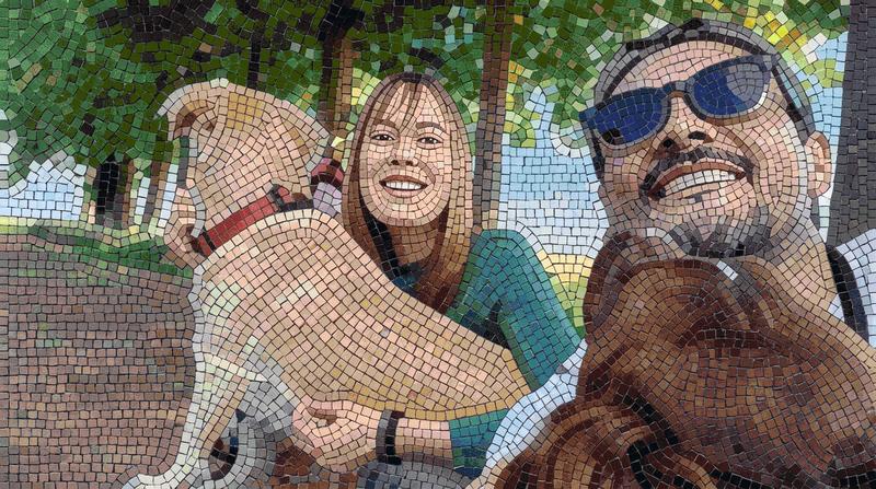 Happy Couple and Dog Mosaic Portrait