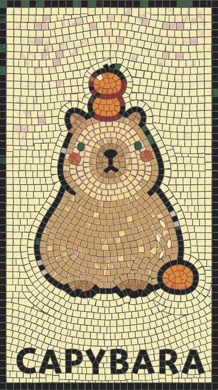 Cute Capybara Mosaic Art - 30x53 cm