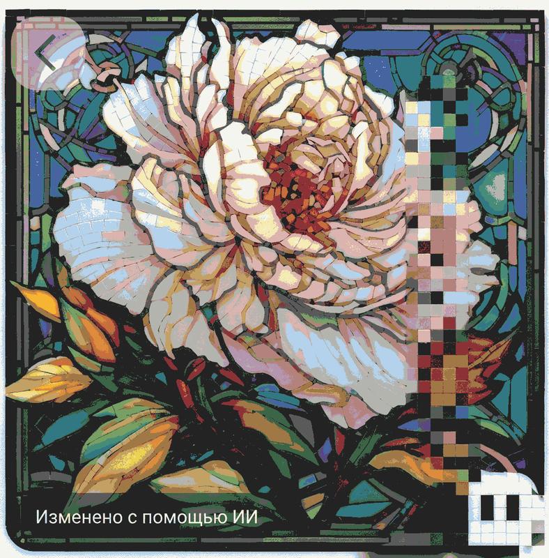 White Peony Mosaic Art - Elegant Floral Wall Decor