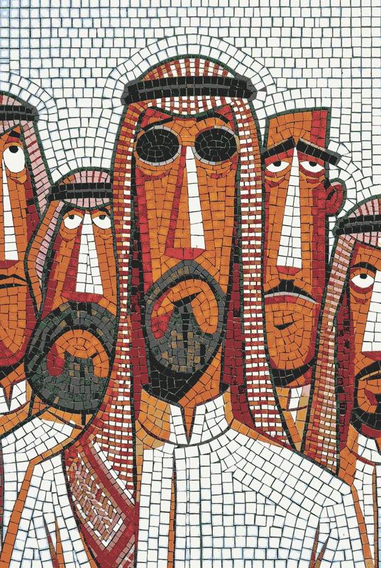 Arab Men Mosaic Art - Traditional Cultural Portrait