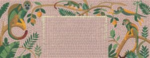 Playful Monkeys Tropical Mosaic Art