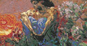 Contemplative Figure Mosaic Art – 120×64 cm