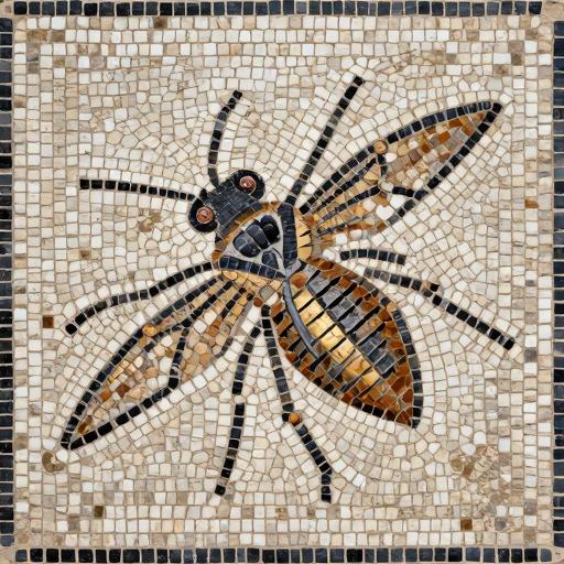 Flying Mosquito Mosaic Art - Opus Tessellatum Style