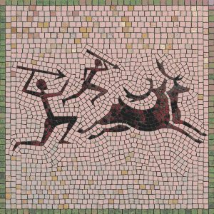 Ancient Hunt Mosaic Art – Primitive Style