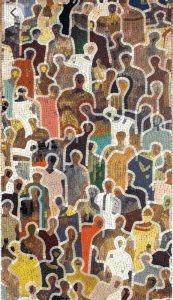 Mosaic Art: Unity of People – Stylized Human Figures