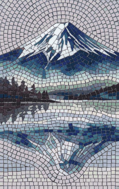 Majestic Mountain Reflection Mosaic Art