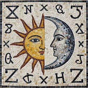 Sun and Moon Celestial Mosaic Art – Opus Tessellatum