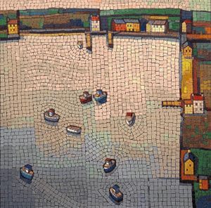 Serene Harbor Mosaic Art – Handcrafted Port Scene